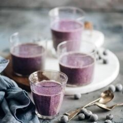 Blueberry Banana Smoothie - this easy drink is not only delicious and creamy, but also contains lean protein that helps you recover and build muscle after a workout. {Gluten-Free, Vegetarian Adaptable}