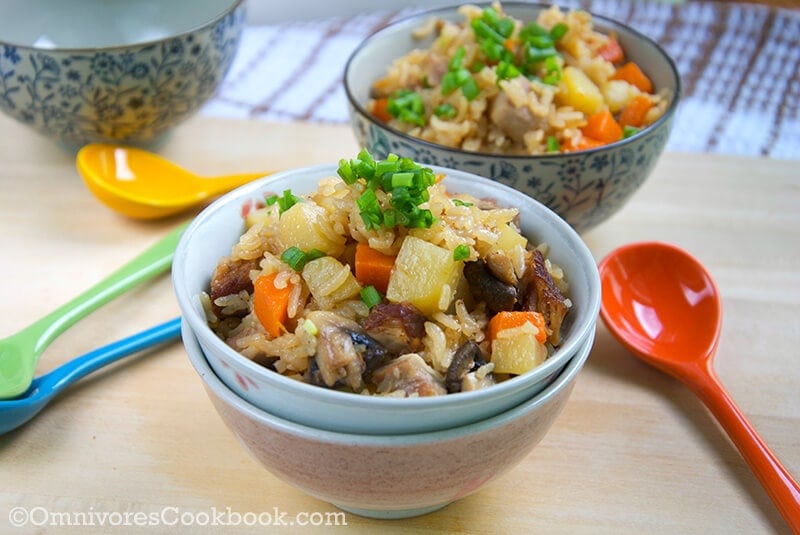 Easy mixed vegetables and pork rice
