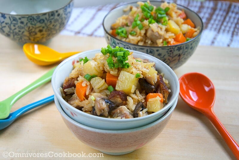 easy mixed vegetables and pork rice