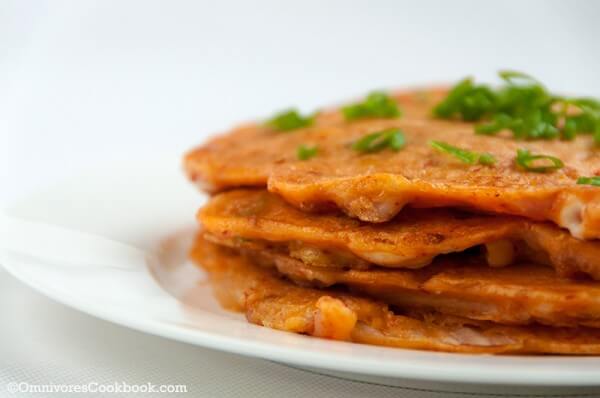 Cheesy kimchi pancake