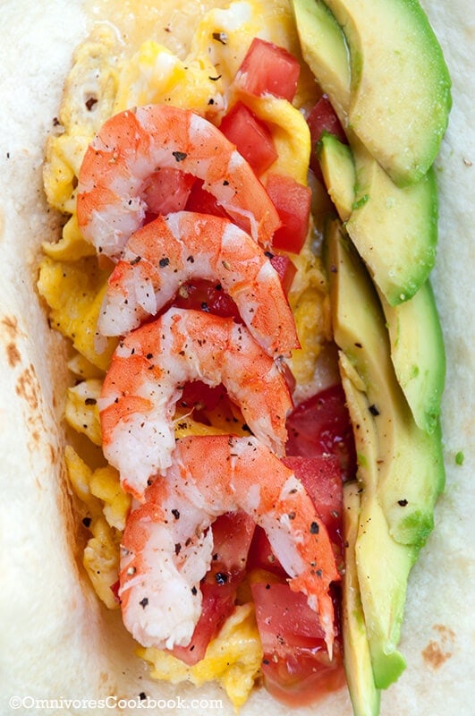 Healthy colorful breakfast wrap