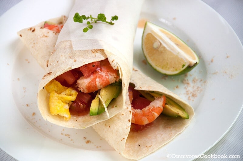 Healthy colorful breakfast wrap