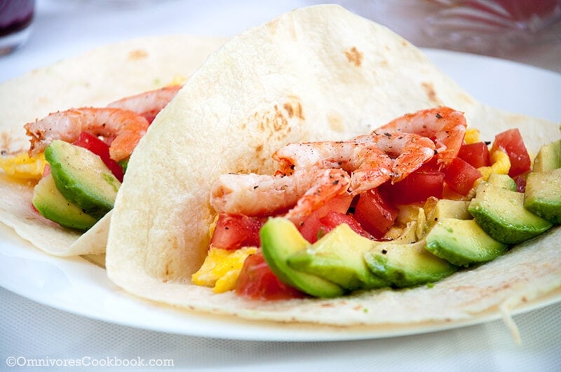 Healthy colorful breakfast wrap