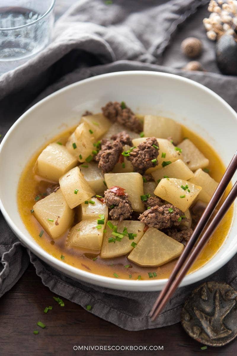 Make a comforting and healthy one-pot dinner with daikon radish and a protein of your choice! {paleo, gluten-free}