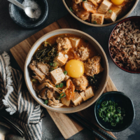 Kimchi Stew with Tofu and Meatballs - A scrumptious one pot dinner loaded with veggies.