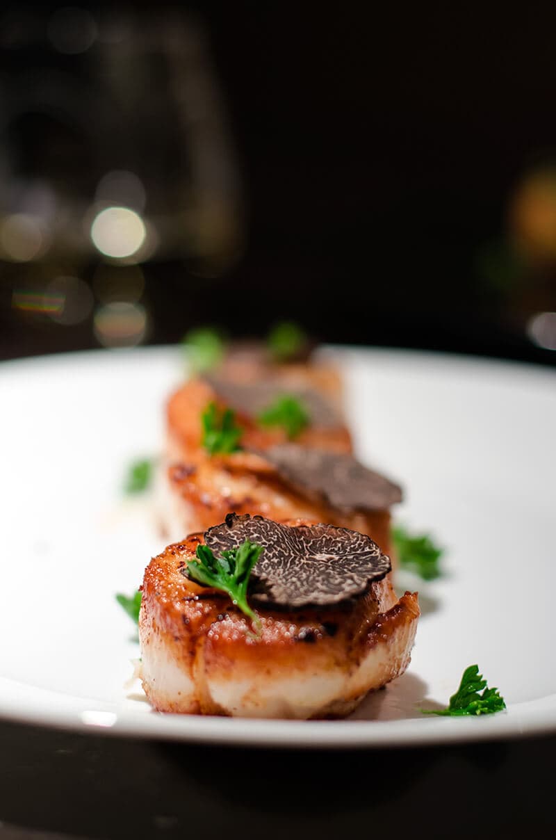 Fresh winter black truffle scallop