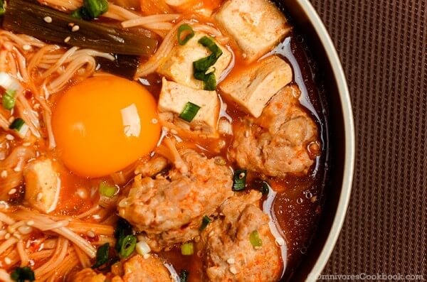 Kimchi Tofu Meatball Stew