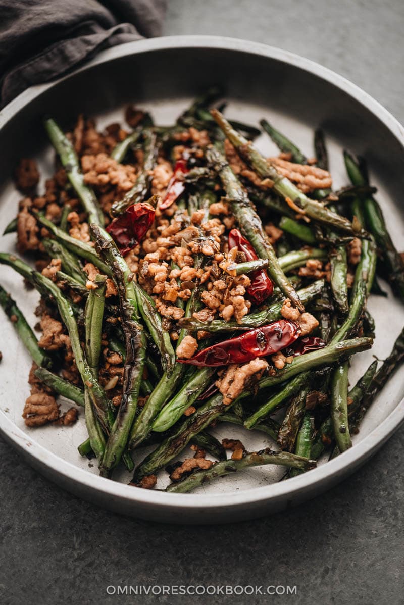 Sichuan Dry Fried Green Beans (干煸四季豆) - {Vegan Adaptable, Gluten Free Adaptable}