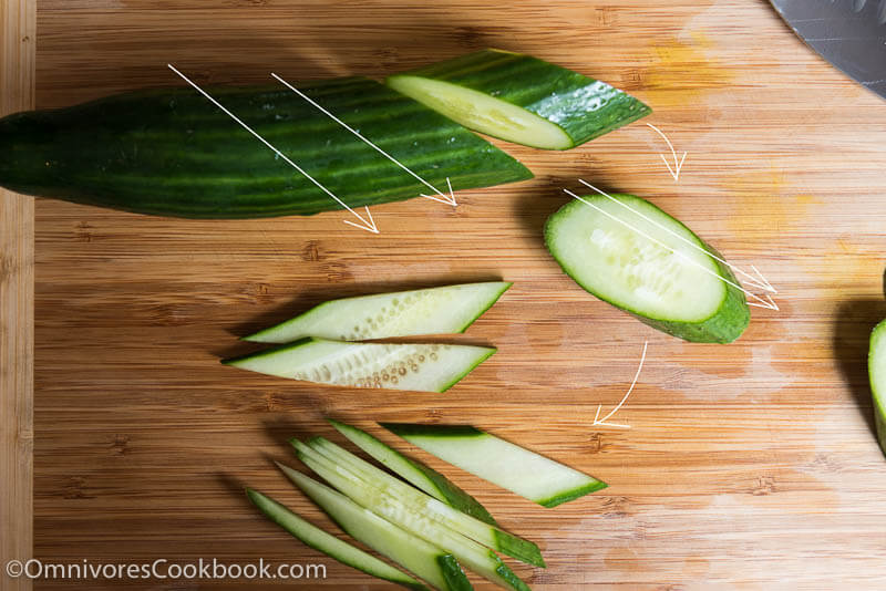 How to cut cucumber into diamond shape