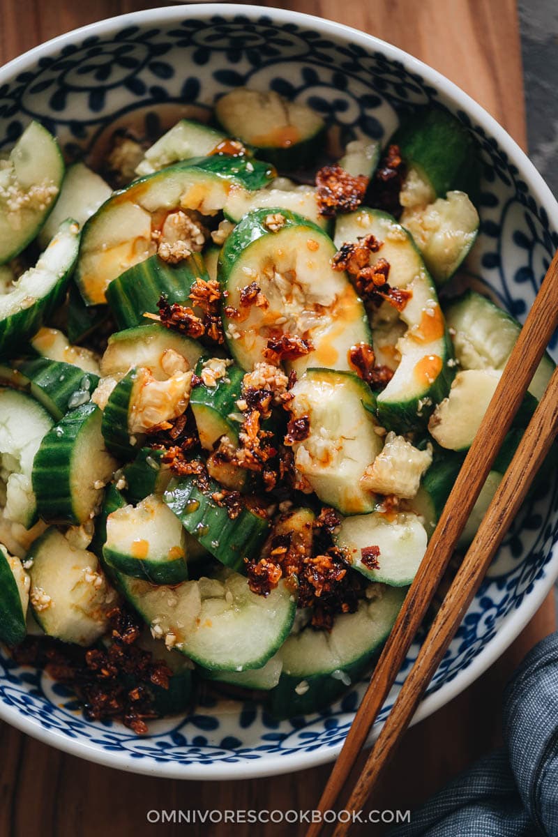 Chinese cucumber salad with chili oil