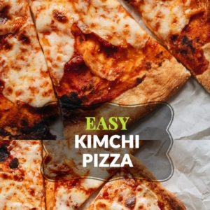 My homemade easy kimchi pizza recipe takes your favorite comfort food to a whole new level with a rich and spicy sauce you’ll crave! {Vegetarian}