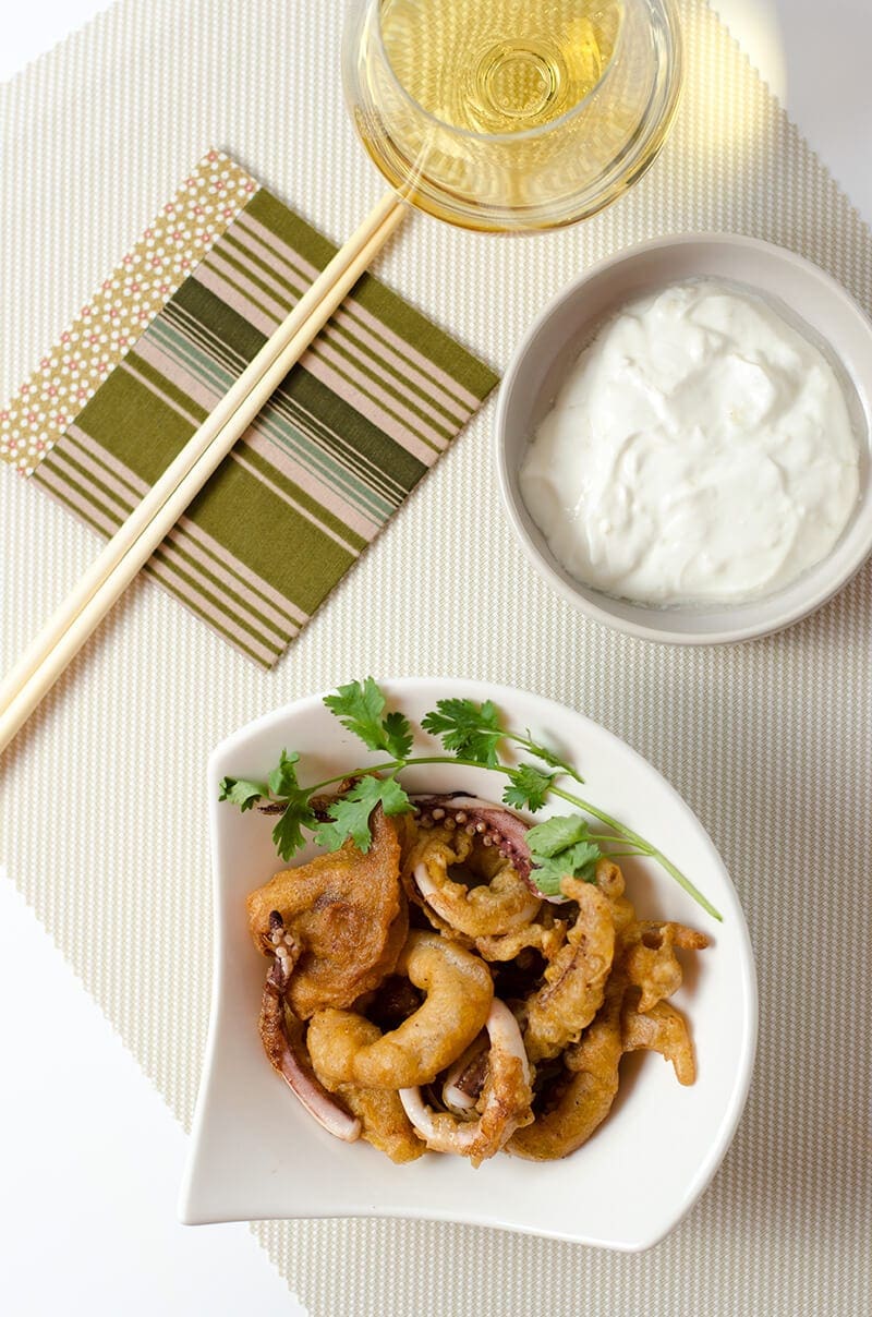 Beer Battered Calamari with Yogurt Sauce - Omnivore's Cookbook