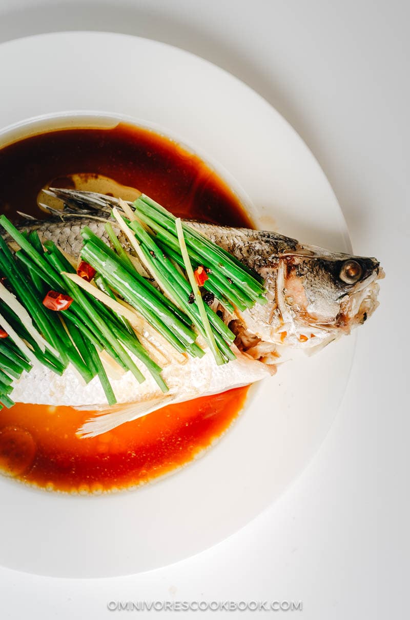 Steamed whole fish with soy sauce