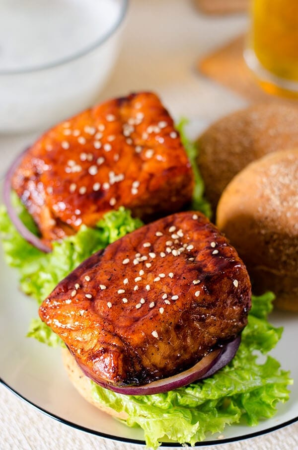 Teriyaki Salmon Sandwich | omnivorescookbook.com