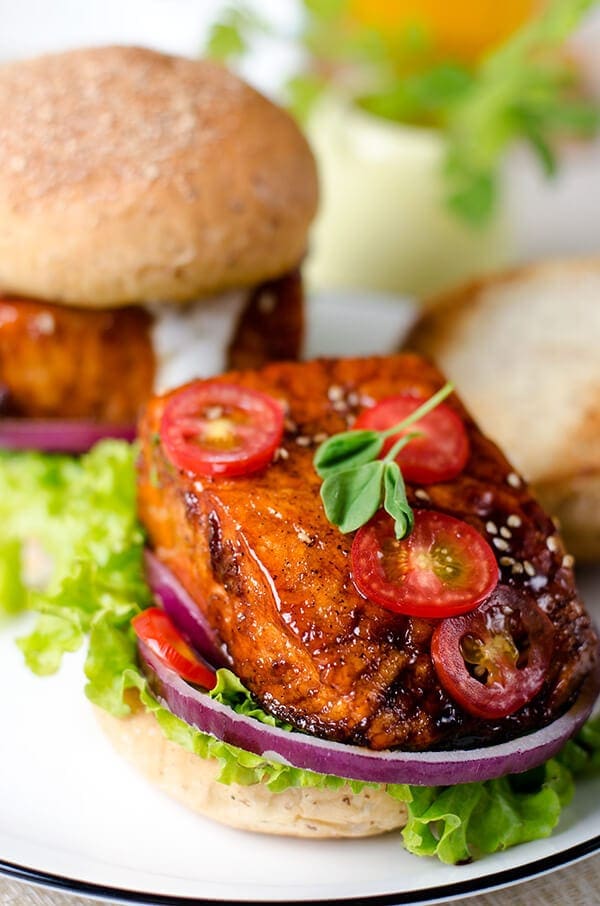 Teriyaki Salmon Sandwich | omnivorescookbook.com