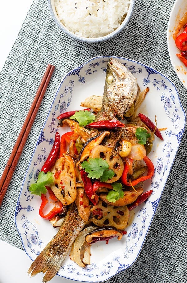 Chinese Spicy Roast Fish (重庆烤鱼) | omnivorescookbook.com