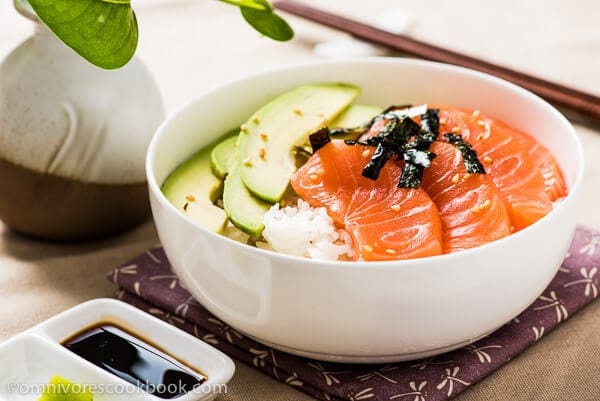 Salmon Sashimi Bowl with Avocado - Omnivore's Cookbook