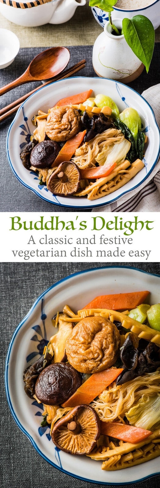 The recipe teaches you all the tips to create your own version of this healthy delicious vegetable stew - Buddha’s Delight (Jai, Chinese Vegetarian Stew) | omnivorescookbook.com