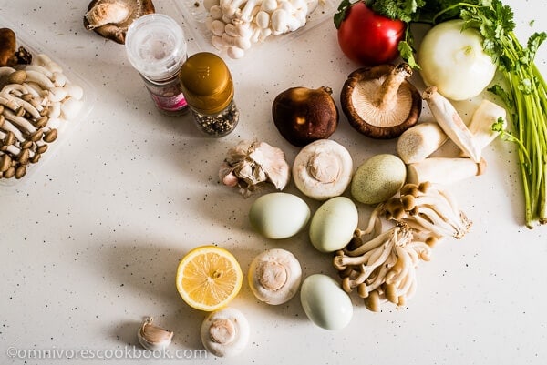 Mushroom Omelet Ingredients | omnivorescookbook.com