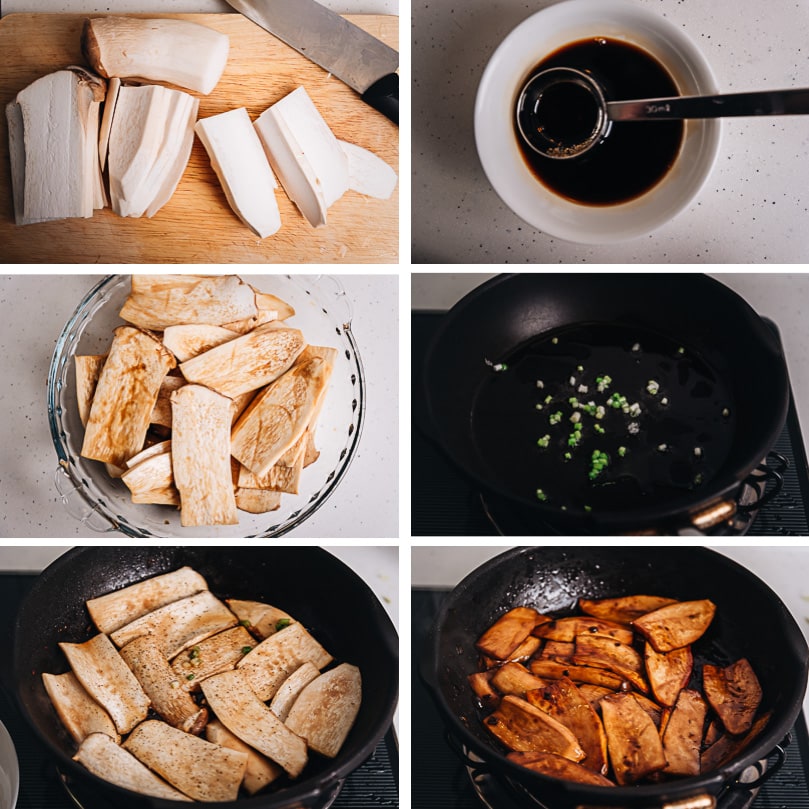 Teriyaki king oyster mushrooms cooking step-by-step