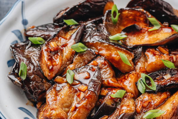 Homemade Chinese eggplant in garlic sauce