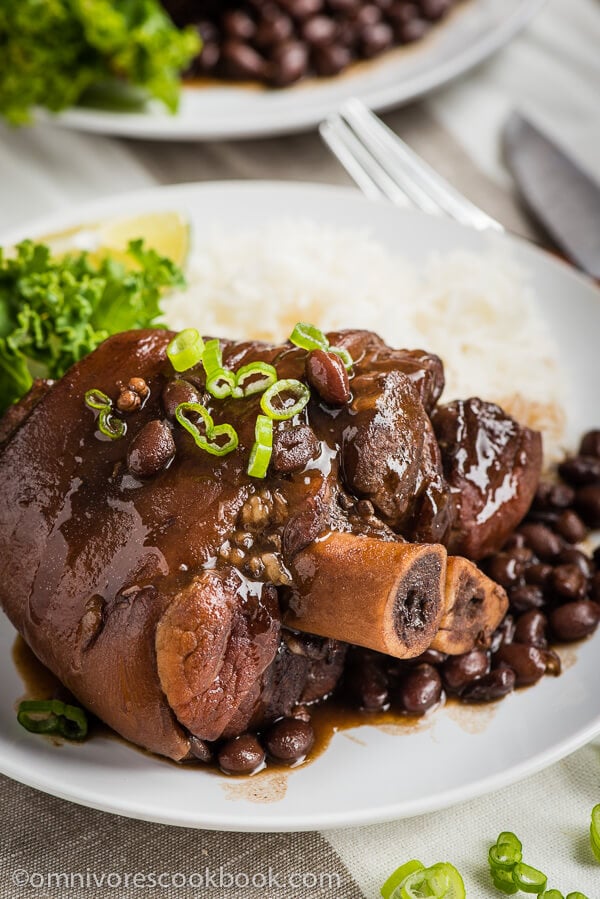 Braised Pork Shank with Black Beans - an easy one-dish meal that requires very little active cooking time and ensures the best flavor. | omnivorescookbook.com