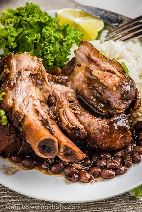 Braised Pork Shank with Black Beans - an easy one-dish meal that requires very little active cooking time and ensures the best flavor. | omnivorescookbook.com