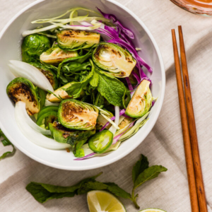 Thai Brussels Sprouts Salad - A wonderful side dish that is burst with flavor, full of nutritions, and can be finished within 30 minutes | omnivorescookbook.com