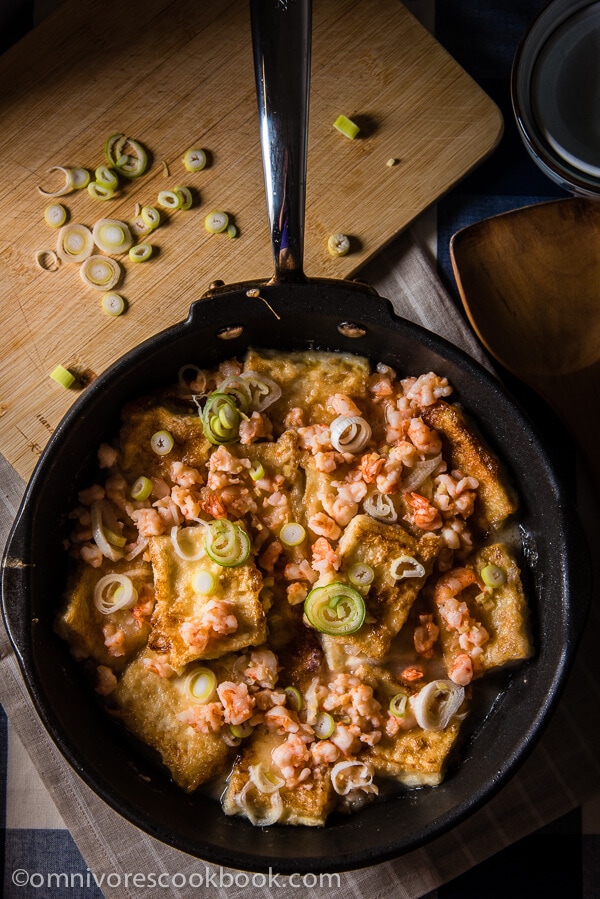 Braised Crispy Tofu with Shrimp - Learn the single trick to creating the most flavorful tofu ever! | omnivorescookbook.com