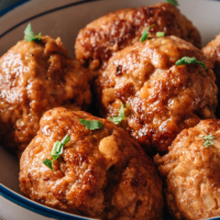 Chinese pork meatballs close-up