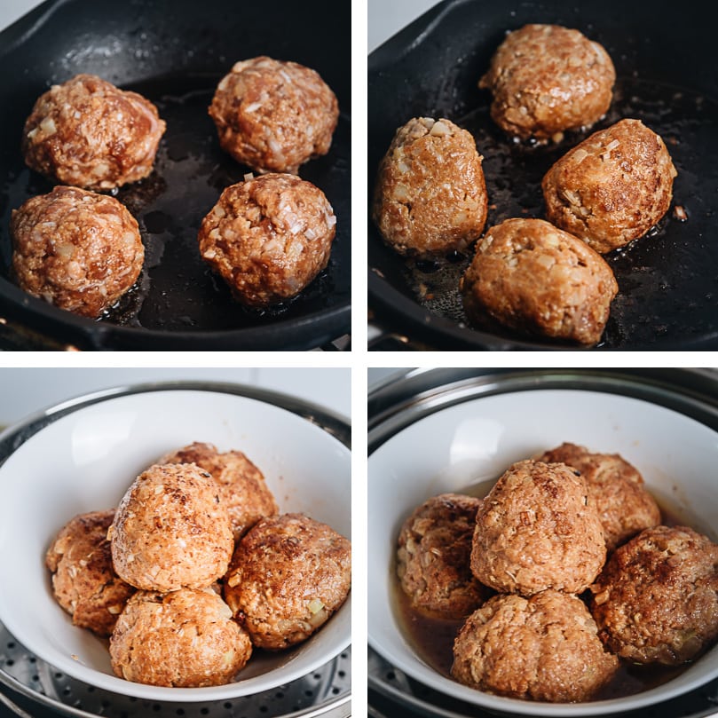 Chinese pork meatballs cooking step-by-step