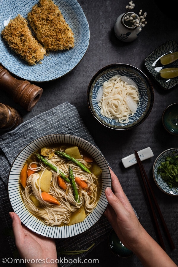 Oven Fried Fish Curry Noodle Soup - an easy, comforting, healthy, and flexible one-dish meal | omnivorescookbook.com