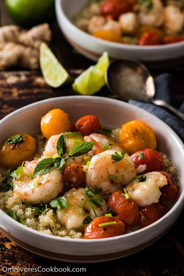 Green Curry Shrimp - A quick fix for a comforting, delicious, and healthy meal. The cooking is simple, foolproof, and forgiving. Learn all the tips for creating your own shrimp curry without a recipe. | omnivorescookbook.com