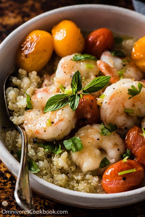 Green Curry Shrimp - A quick fix for a comforting, delicious, and healthy meal. The cooking is simple, foolproof, and forgiving. Learn all the tips for creating your own shrimp curry without a recipe. | omnivorescookbook.com