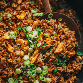 Soy sauce fried rice close-up