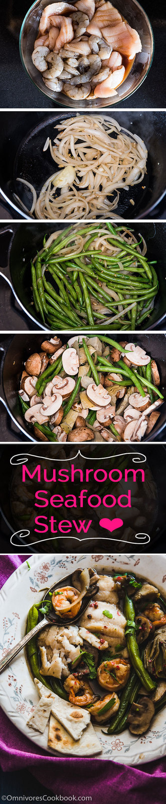 Mushroom Seafood Stew - Packed with lean protein and vegetables. It’s a hearty weekday meal that you can cook and prep in under 30 minutes! | omnivorescookbook.com