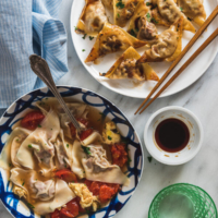 Tomato Beef Wonton - These wontons are filled with fresh herbs, juicy tomatoes, and beef, creating a rich and moist texture, and they’re served in a refreshing tomato egg drop soup.