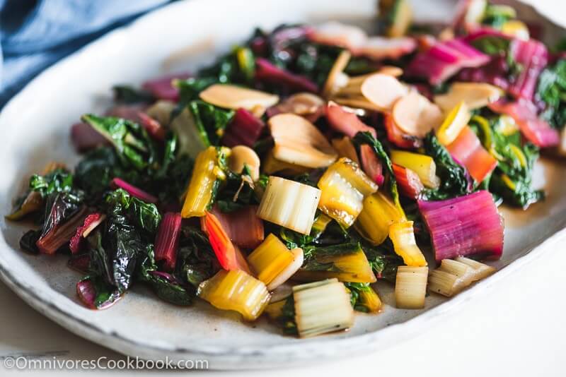 Easy Swiss Chard Stir Fry - A delicious side dish that needs three ingredients and five minutes to cook. A great way to add vegetables to a weeknight’s dinner.