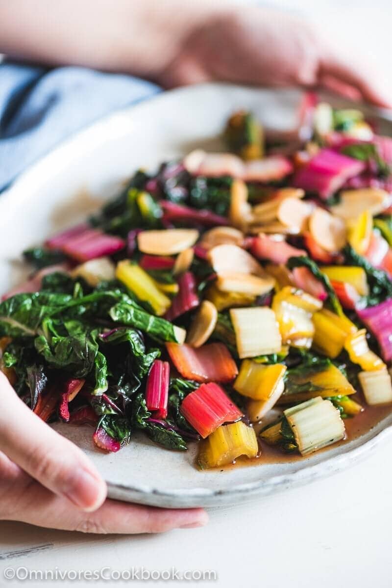 Easy Swiss Chard Stir Fry - A delicious side dish that needs three ingredients and five minutes to cook. A great way to add vegetables to a weeknight’s dinner.