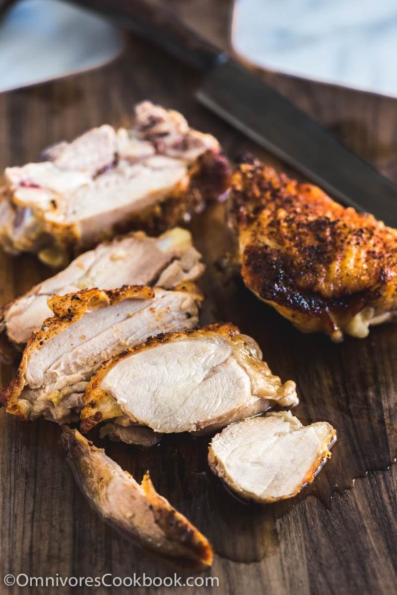 5-Ingredient Baked Chicken Thigh - Perfect for a weekday dinner. All you need is: five minutes active cooking time, five ingredients, and 30 minutes baking time to get the juiciest texture with crispy skin. No brining or broiling required.