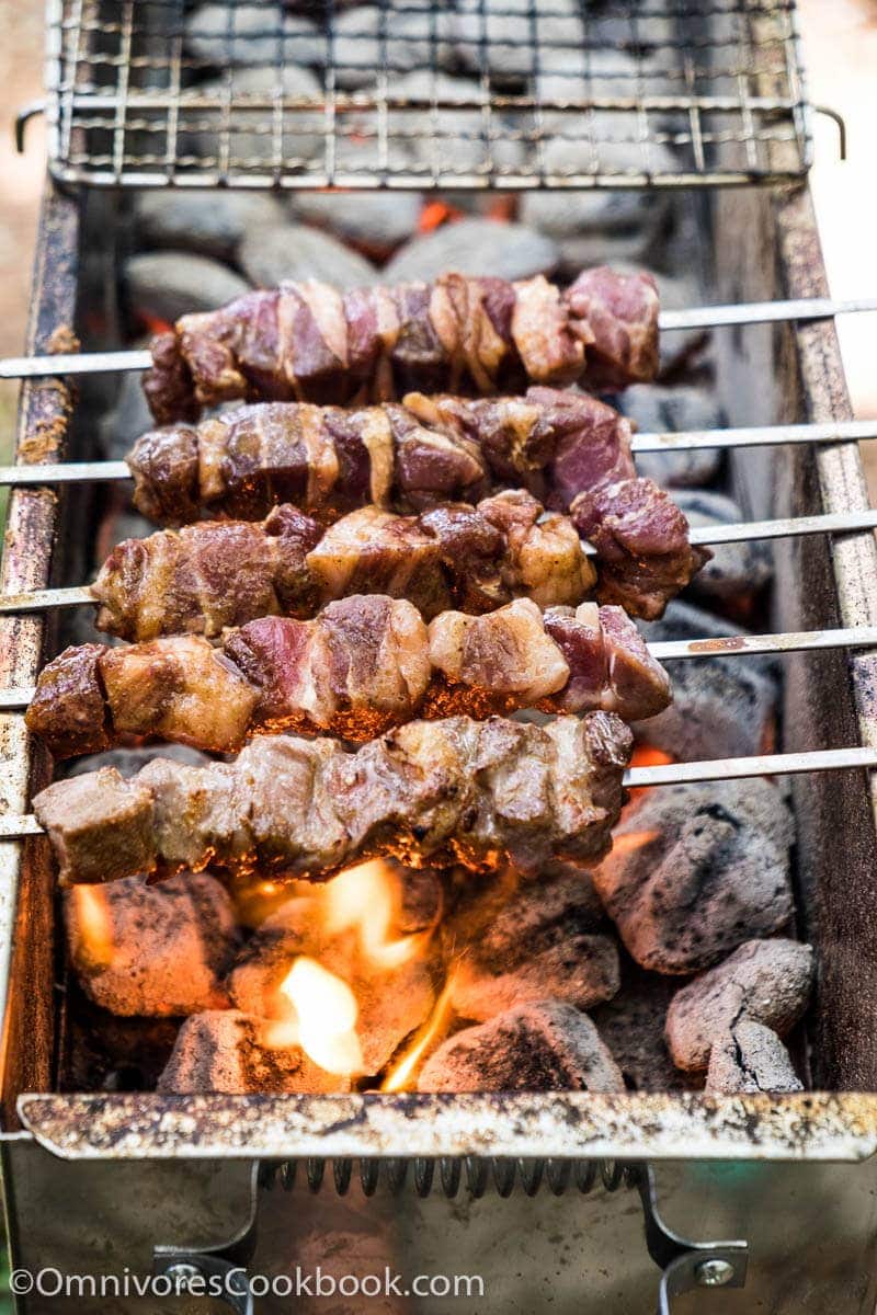 Xinjiang Lamb Skewer (新疆烤串, chuar) - The real-deal recipe that helps you cook exactly the way Chinese street vendors do. Learn the best practices of choosing cuts, making the marinade, and grilling over charcoal.