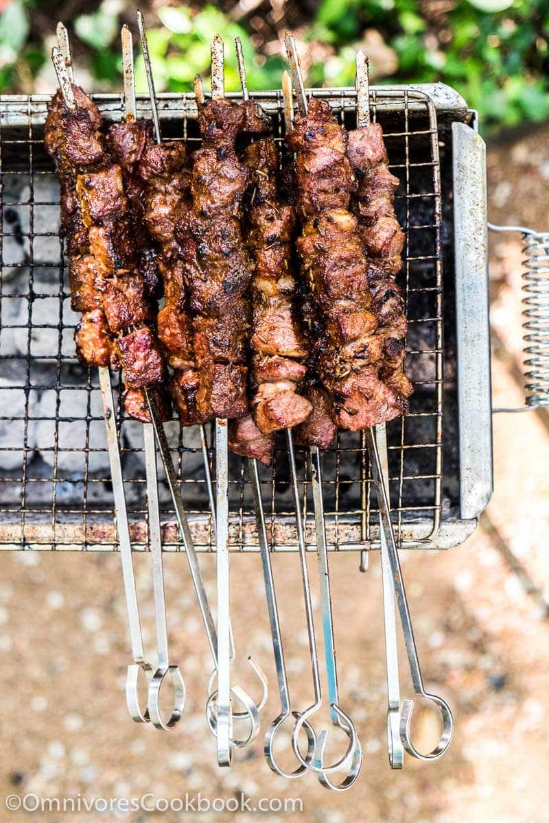 Xinjiang Lamb Skewer (新疆烤串, chuar) - The real-deal recipe that helps you cook exactly the way Chinese street vendors do. Learn the best practices of choosing cuts, making the marinade, and grilling over charcoal.