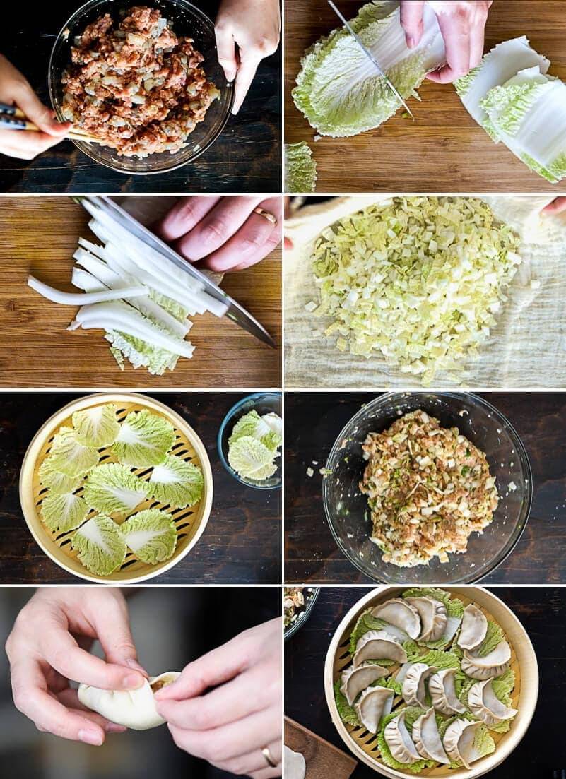 Pork Dumplings with Cabbage Cooking Process