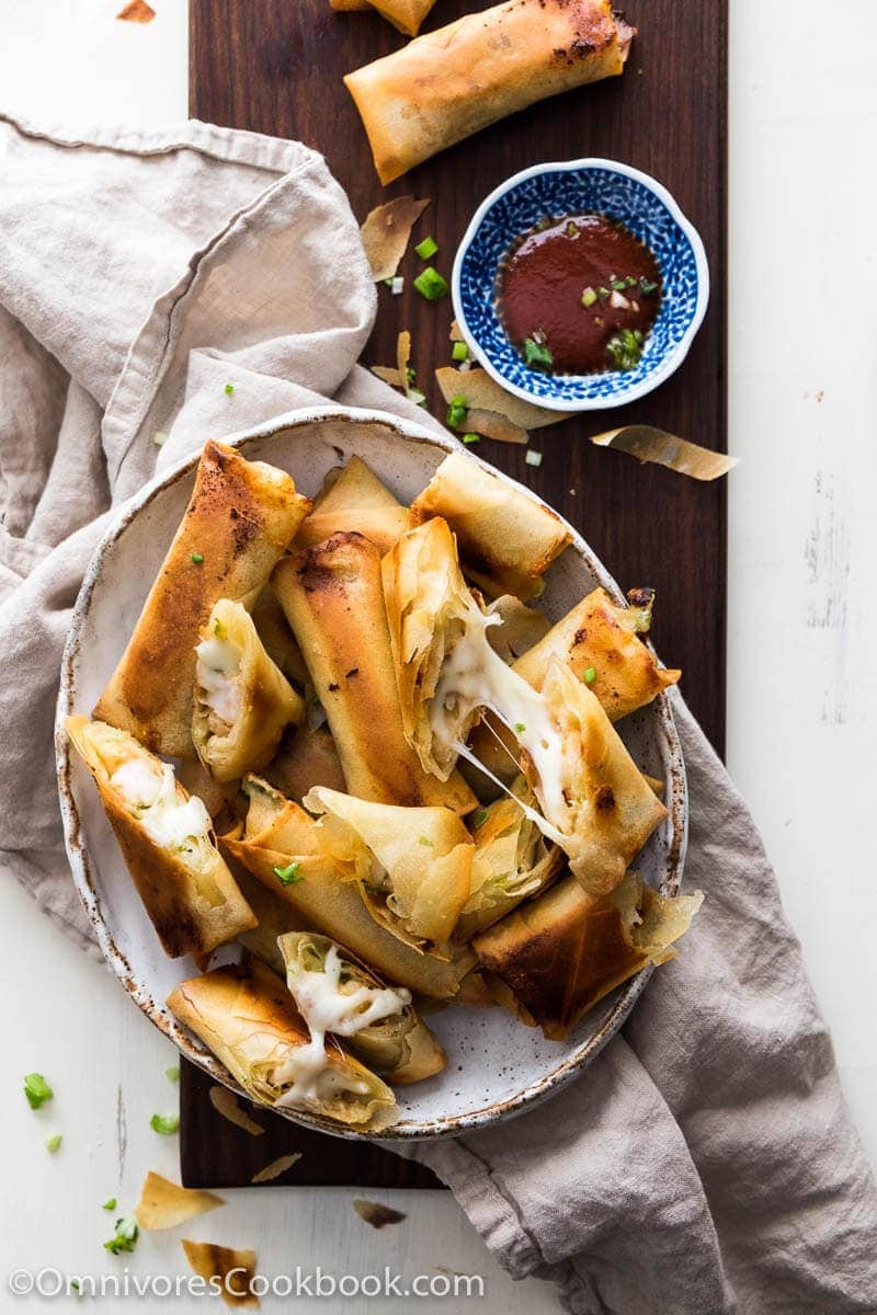 cheesy shrimp baked spring rolls