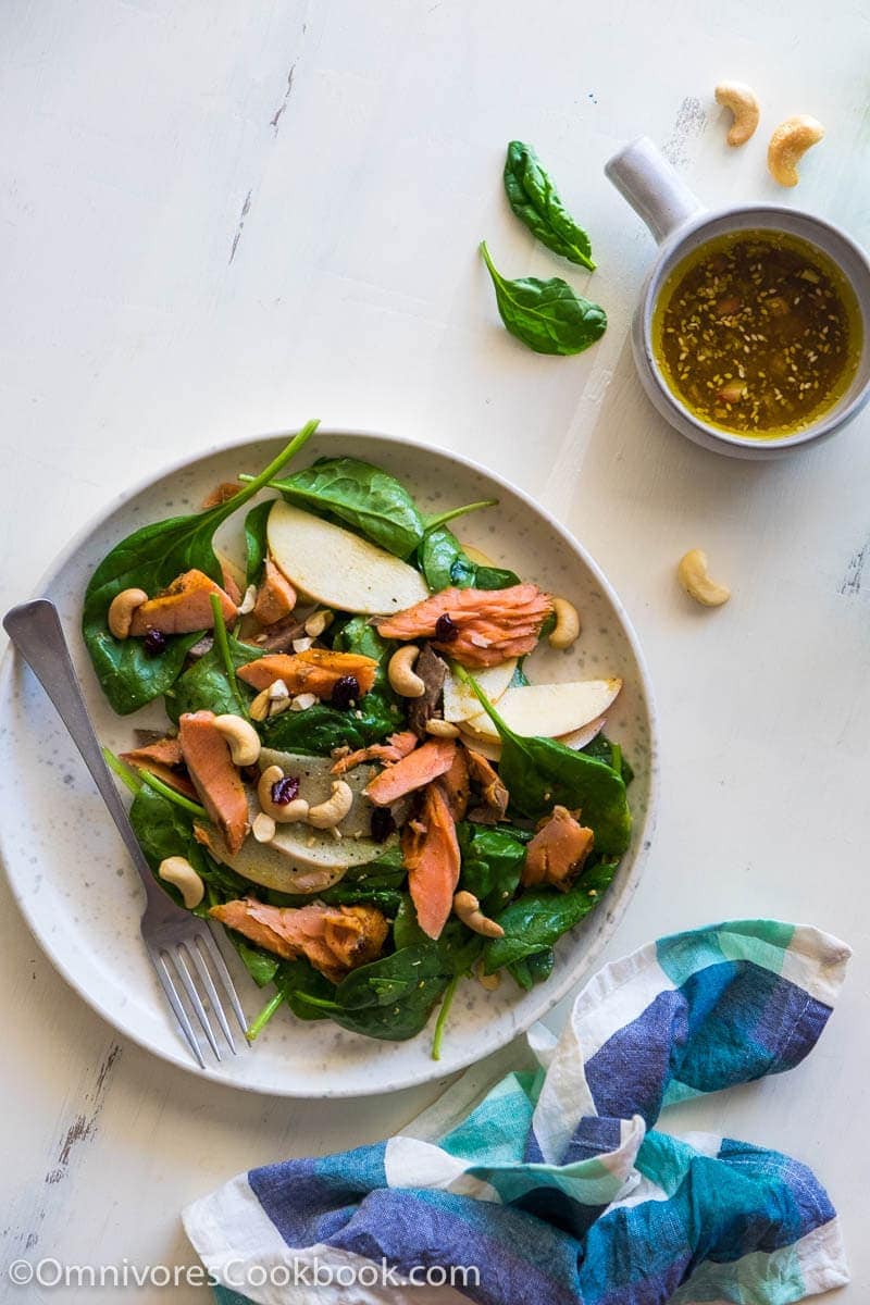 Curry Salmon Salad with Spinach and Apple Omnivore's Cookbook