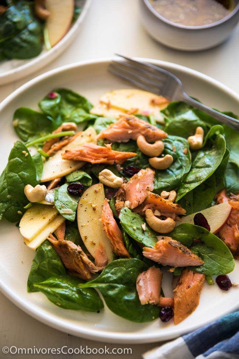 Curry Salmon Salad with Spinach and Apple Omnivore's Cookbook