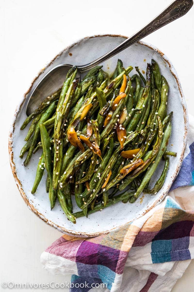 Oven Roasted Green Beans with Garlic Soy Glaze Omnivore's Cookbook