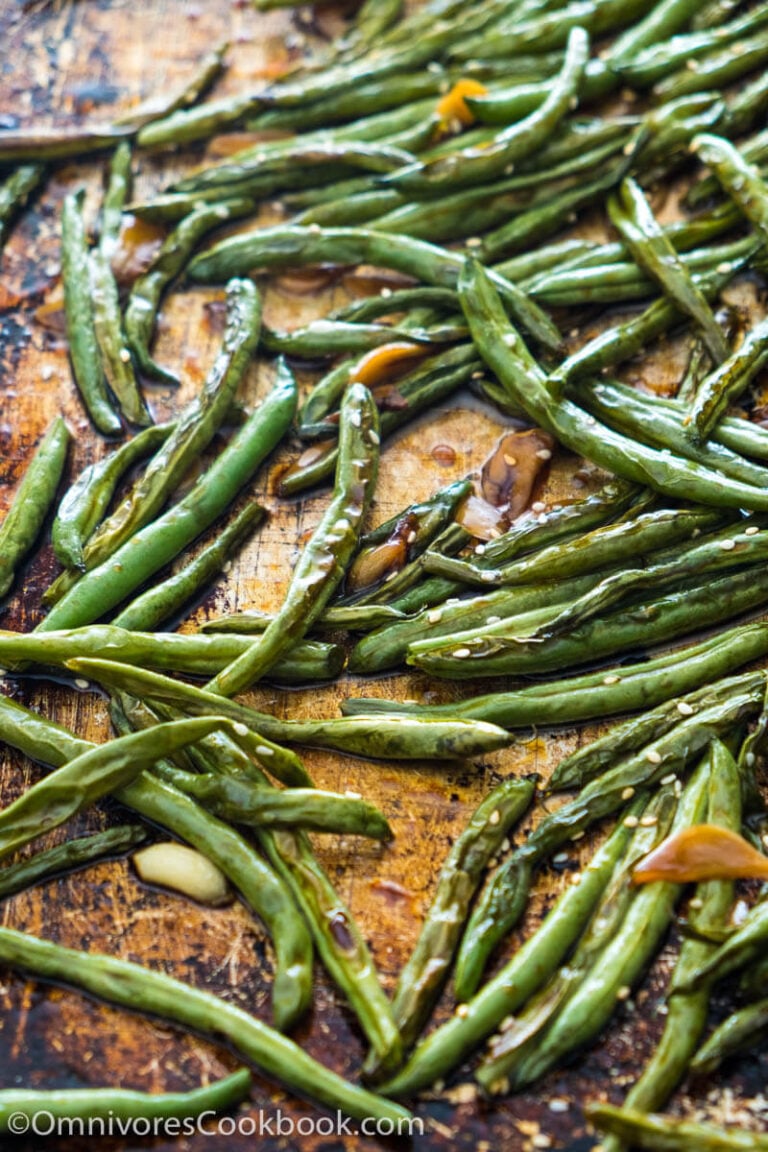 Oven Roasted Green Beans with Garlic Soy Glaze Omnivore's Cookbook