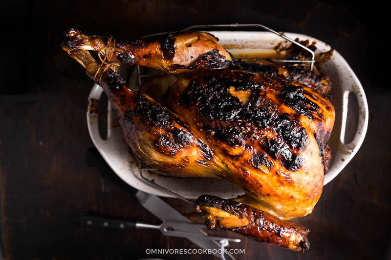 A marinade that is so much better than your average brining mixture. It creates the juiciest turkey that is extra flavorful and crispy on all sides.