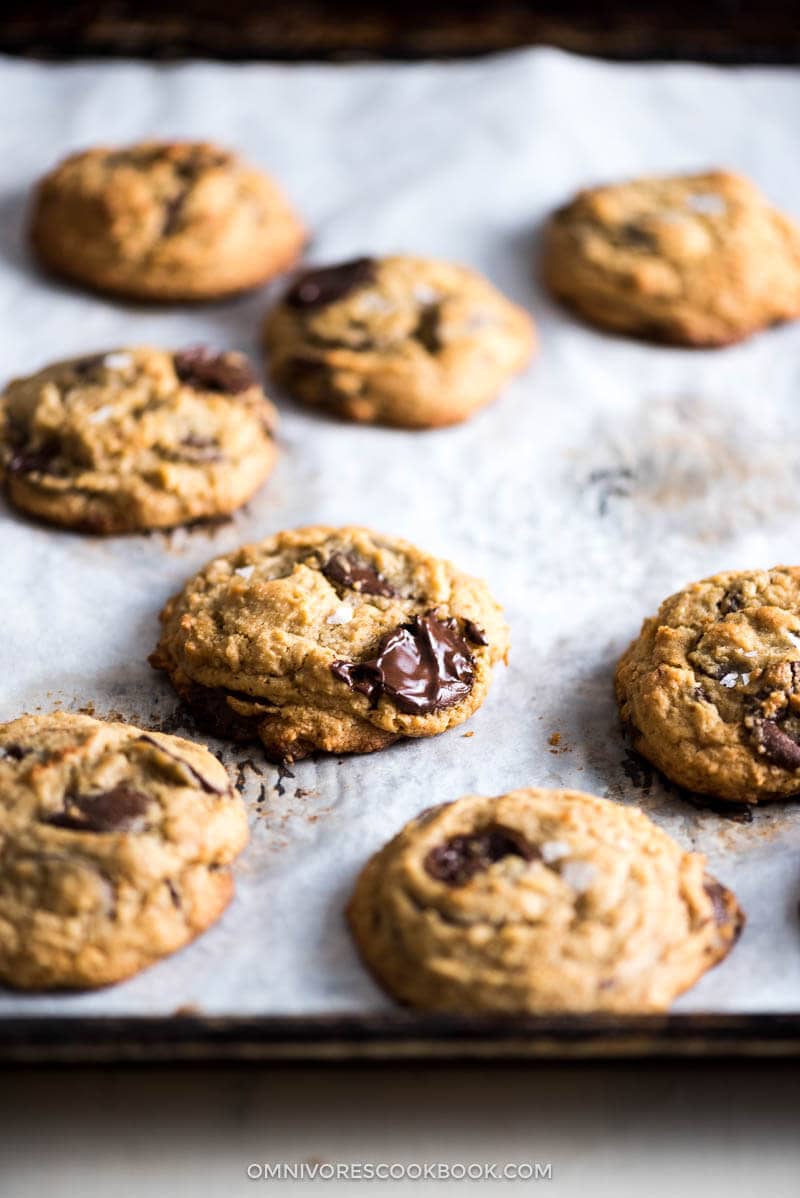 Heavenly, soft and thick cookies with melting chocolate chunks, a buttery texture, and a hidden savory umami that is even better than caramel and sea salt.